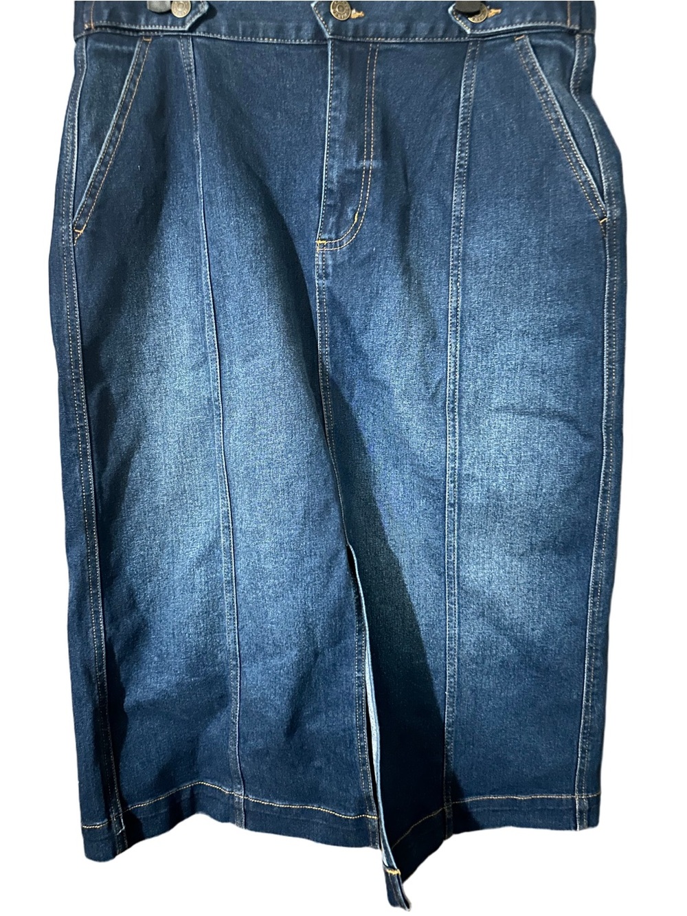 Chaps Women’s Dark Blue Denim Maxi Skirt Size 14 NWT Coastal Western Fall